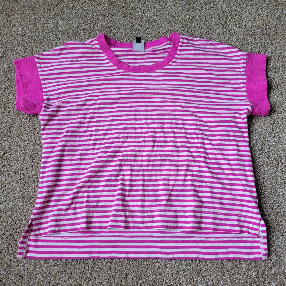 CAbi Pink and White Striped Womens Shirt